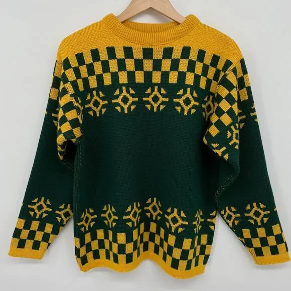 Vintage 100% Worsted Wool Sweater Size M L Peerless Richards Greenwich Ski Moto - Picture 1 of 10